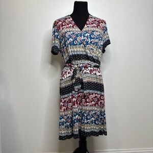 FatFace Boho Floral Wrap Dress Women’s 12 Multicolor Belted Viscose